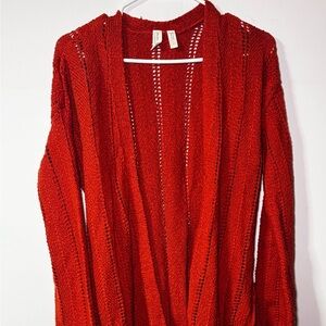 Antropologie VibrantRed Open Cardigan Women's Size S Bohochic Western Terracotta